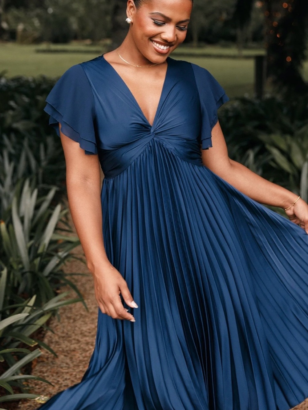 Petal and Pup Navy Blue Nova Flutter Sleeves Dress. Size XL - Picture 2 of 12